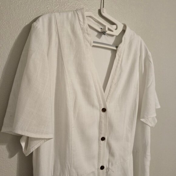 Nine West Button-Down Short Sleeve Above the Knee Dress White XL - Picture 1 of 6